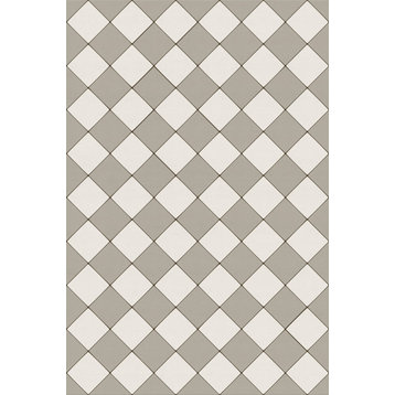 Joli Sol Checkers Ivory and Gray Vinyl Mat, 48x72 Rectangle