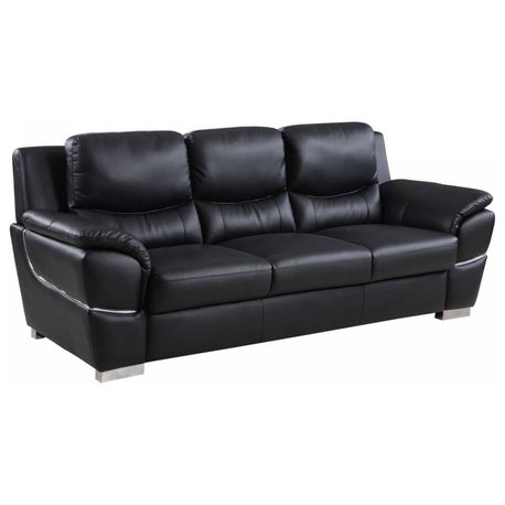 Palmiotto Contemporary Premium Genuine Leather Match Sofa Black
