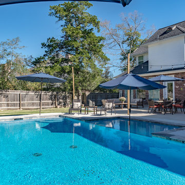 Geometric Pool with Travertine Coping