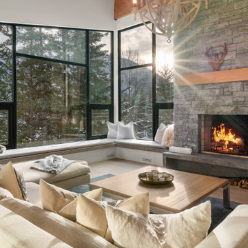 Roaring fire in the Living room