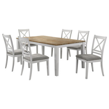 Hollis 7-piece Rectangular Dining Table Set Brown and White