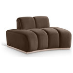 Meridian Furniture - Jace Upholstered Chair, Brown, Velvet, Accent Chair - Innovative design meets soft velvet upholstery in the Jace brown velvet accent chair, creating a modern marvel that redefines comfort and style. Its sinuous curves form a sculptural masterpiece that defies convention. A dramatic design and rich velvet upholstery make this piece truly unforgettable.