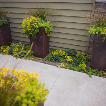 Lively Planted Border with Custom COR-TEN Pots