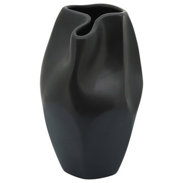 Ceramic 10" Abstract Vase, Black