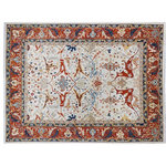 Bareens Designer Rugs - Shabby Chic Ziegler Adeline Ivory Rust Hand-Knotted Wool Rug - 11'10'' x 14'8'' - Enhance the ambiance of your home with this magnificent Persian-influenced Turkish hand-knotted rug made by skilled artisans capable of creating the most exceptional vegetable dyes and hand-spun wool. This exquisite handmade rug is a one-of-a-kind Peshawar Kafkaz, otherwise identified as Chobi, Chobi Peshawar, Oushak, or Ziegler rug. These handmade rugs are crafted in Pakistan utilizing superior-quality wool imported from Australia, New Zealand, and Korea in two types of weaves: the Persian weave and the Mori weave. This rug is meticulously crafted by hand using the finest natural vegetable dyes extracted from local plants. The artisans use a blend of hand-spun local and fine merino wool, resulting in a rug with a compelling texture, higher lanolin content, and longer staple. The artisans occasionally incorporate natural or artificial silk into the pile to enhance specific motifs. The finished product is an awe-inspiring execution of flawless design and an understated palette that exudes elegance.