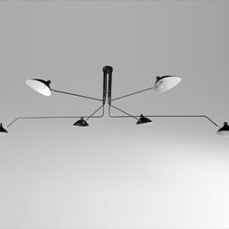 Serge Mouille MCL-R6 Six Arm Ceiling Lamp Black - Chandeliers