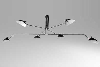 Serge Mouille MCL-R6 Six Arm Ceiling Lamp Black