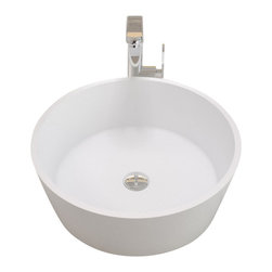 ADM Bathroom Design - ADM Circular Countertop Vessel Sink, White, 20", Matte White - Bathroom Sinks