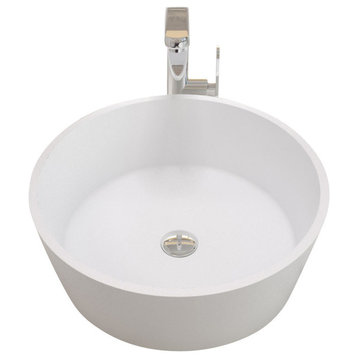 ADM Circular Countertop Vessel Sink, White, 20", Matte White