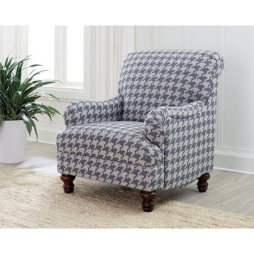 Coaster Transitional Fabric Recessed Arms Accent Chair in Blue