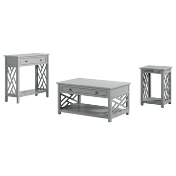 Coventry 36" Coffee Table, End Table, Tray and Sofa Table, Set of 3, Gray