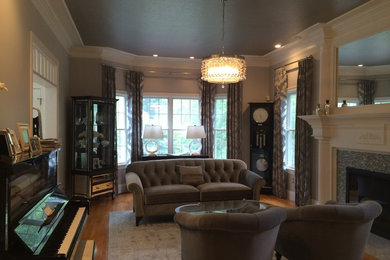 Large minimalist living room photo in Boston