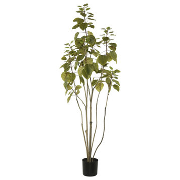 Vickerman Artificial Green Potted Cotinus Coggygria Tree., 4'