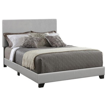 Pemberly Row Transitional Faux Leather Upholstered Full Bed Gray