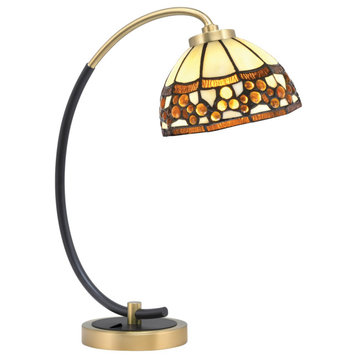 Table Lamps & Desk  New Age Brass Finish 7 Roman Jewel Art Glass