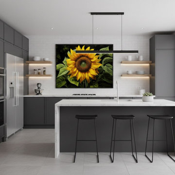 A Moment of Gold Digital Floral Artwork Contemporary Wall Art