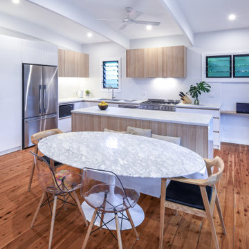Open Plan Kitchen with Integrated Island Seat