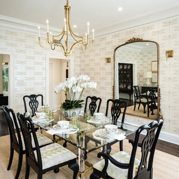 Dragonfly Wallpaper in a Historic Home's Traditional Dining Room