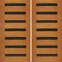 Contemporary Double Door, Horizontal Heavy Iron Inserts - Front Doors