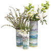 Two's Company Aqua Sea and Landscape Set of 3 Tall Cylinder Vases