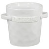 Ceramic Round Utensil Jar With 2 Handles On Side Gloss Finish, White