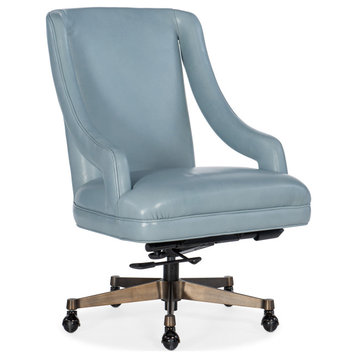 Hooker Furniture Leather and Metal Meira Executive Swivel Tilt Chair in Blue