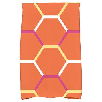 18"x30" Cool Shades, Geometric Print Kitchen Towel, Orange