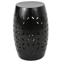 Dione Indoor Lace Cut Iron Accent Table, Black