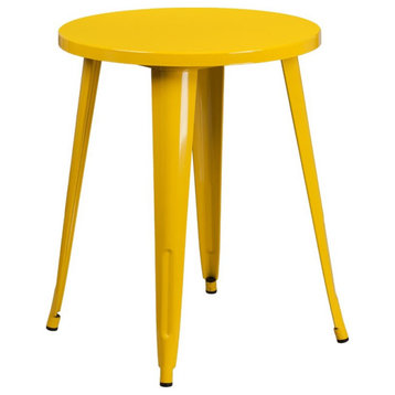 Flash Furniture 5 Piece 24" Round Metal Dining Set in Yellow