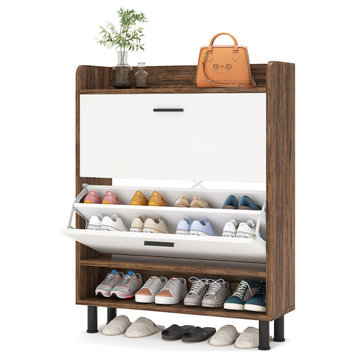 Tribesigns Shoe Storage Cabinet With Flip Doors, Brown