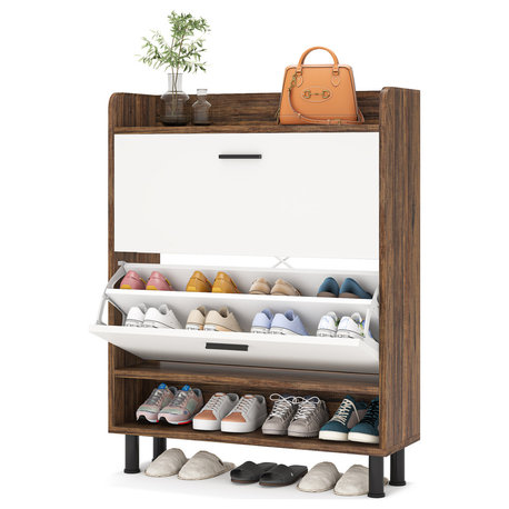 Tribesigns Shoe Storage Cabinet With Flip Doors, Brown