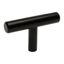 Cosmas - Cosmas 404FB Flat Black Slim Line Euro Style Cabinet T-Knob, Set of 25 - Cabinet And Drawer Knobs