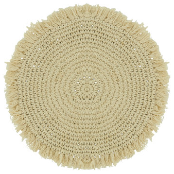 Cotton Macrame Round Placemats, Set of 4, Natural, 15"