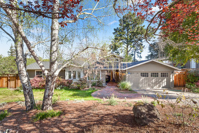 Inspiration for a mid-sized craftsman gray one-story wood gable roof remodel in San Francisco