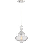 Quoizel - Quoizel QF2047C One Light Mini Pendant Morocco Polished Chrome - Morocco is clear, simple and yet impressively stylish. The beautiful glass is hand-blown in a lovely ``genie bottle`` shape and showcases the single vintage style bulb. The contemporary design of the canopy is elevated with a sleek Polished Chrome finish.
