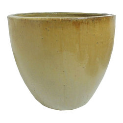 Cream Glazed Egg Pot - Outdoor Plant Pots & Planters