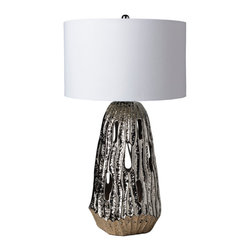Surya Axion Ceramic Base Metal Finial Table Lamp - Table Lamps