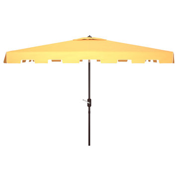 Safavieh Zimmerman 6.5'x10' Rectangle Market Umbrella, Yellow/White