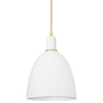 Hudson Valley Lighting - Copake 1 Light Pendant - Copake features a ceramic dome-shaped pendant hanging from a Vintage Gold Leaf stem for a timeless look that is simply beautiful. The white matte ivory finish is fresh and crisp and the slender gold band at the top feels jewelry-inspired. Style this pretty little pendant alone or in multiples to bring a clean, classic look to any space.