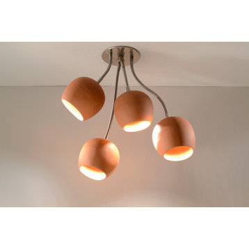 LED Bouquet: Ceiling Light with Four Ceramic Shades, Brown