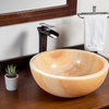 Natural Stone Vessel Bathroom Sink, Isidro Honey Onyx
