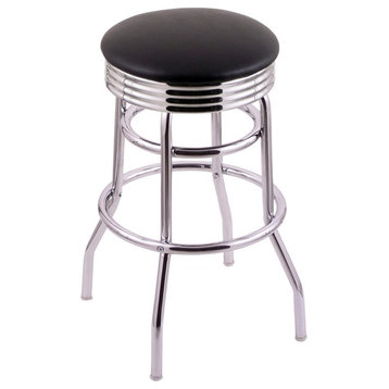 Classic Series 30" Bar Stool With Chrome Finish, Accent Ring, Vinyl Seat