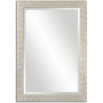 Uttermost - Porcius Antiqued Silver Mirrors - Frame Has A Textured Profile Finished In A Lightly Antiqued Silver. Mirror Features A Generous 1 1/4" Bevel. May Be Hung Horizontal Or Vertical.