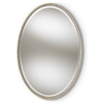 Wholesale Interiors - Graca Modern and Contemporary Antique Silver Oval Accent Wall Mirror - Baxton Studio Graca Modern and Contemporary Antique Silver Finished Oval Accent Wall MirrorAnchor your room in elegant style with the Graca wall mirror. Finely crafted from MDF wood and mirror, the Graca showcases a classic oval-shaped beveled mirror accented with a stunning beaded frame. These features are highlighted by its striking antique silver finish, which makes it easy to integrate with a wide range of color palettes and decor styles. Hang this exquisite piece in the entryway or place it over the sink vanity in the bathroom. The Graca wall mirror is made in China and requires assembly.