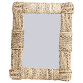 4x6 and 3x5 Albesia Wood Beige Blue Striped Photo Frames - Sea