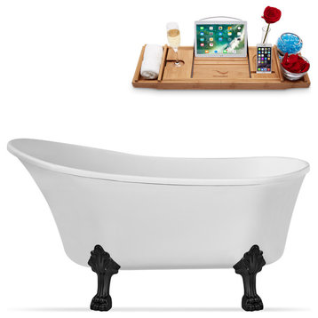 55" Streamline N346BL-IN-WH Clawfoot Tub and Tray With Internal Drain