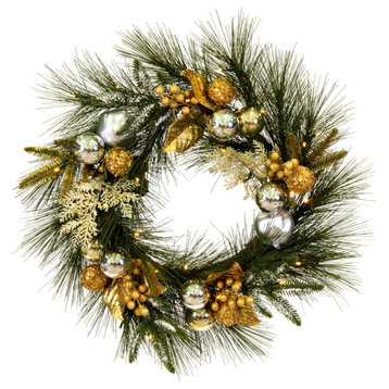 24" Wreath Gold/Silver Decor BO35WW