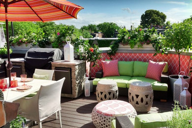 Deck - contemporary rooftop rooftop deck idea in Boston with a bbq area