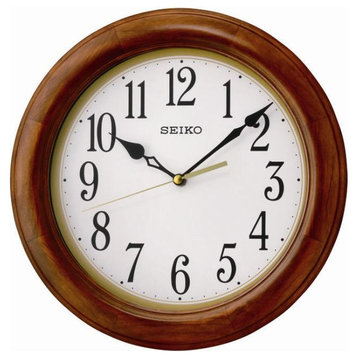 Seiko Clocks, 12" Round Wood Wall Clock
