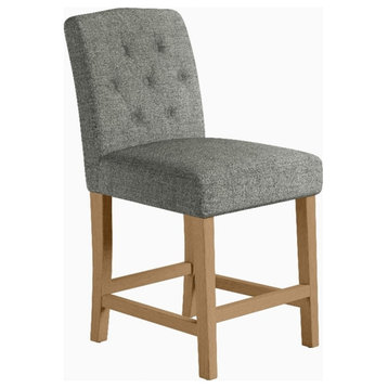 DHP Jane Parsons Upholstered Counter Stool with Tufting in Dark Gray Linen